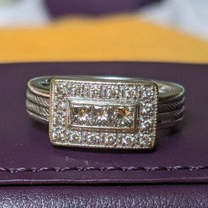 Philippe Charriol 18K white gold flamme blanche cable ring with original box